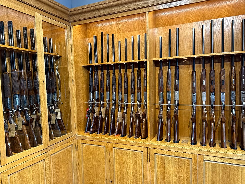 Shotguns displayed in the gunroom