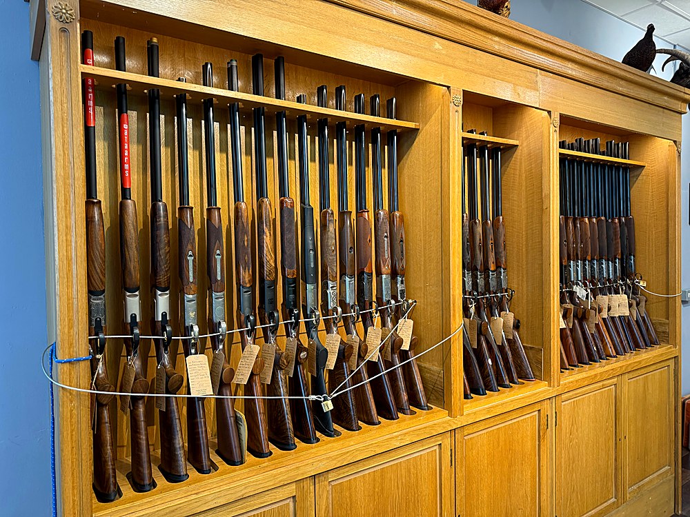 Shotguns displayed in the gunroom