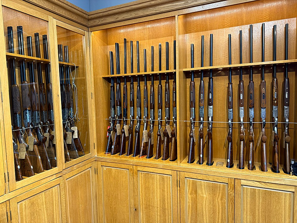 Shotguns displayed in the gunroom
