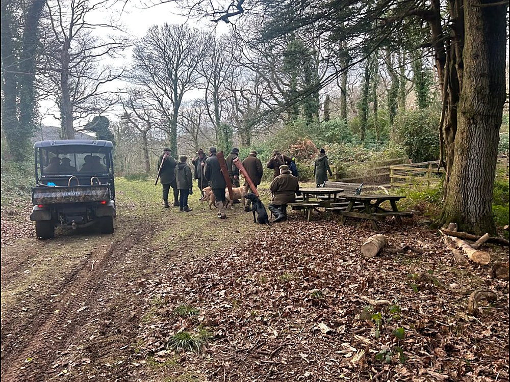 A shoot day gathering in the woods